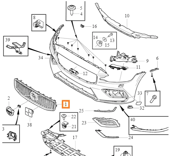 Kjølergrill Volvo Genuine® S60/V60 2019- │ OE 32133814