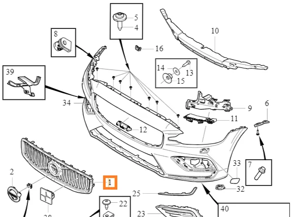 Kjølergrill Volvo Genuine® S60/V60 2021-2022 │ OE 32365010