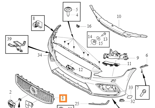 Kjølergrill Volvo Genuine® S60/V60 2021-2022 │ OE 32365013