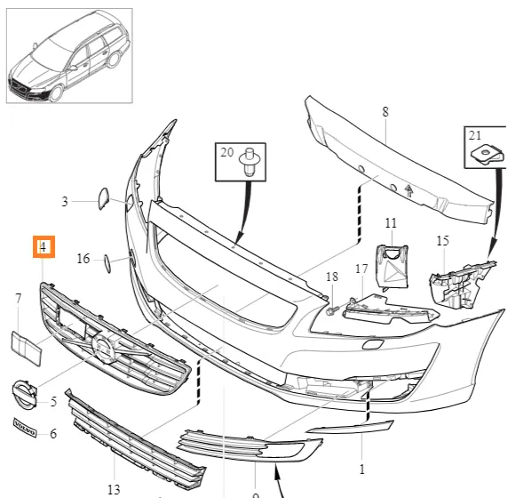 Kjølergrill Volvo Genuine® V70 2014-2016 │ 31383559