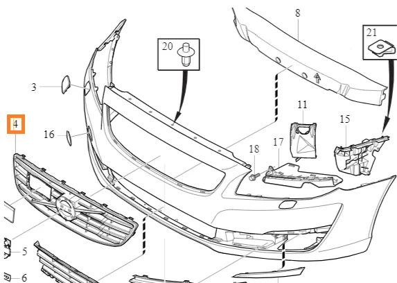 Kjølergrill Volvo Genuine® V70 2014-2016 │ 31383561
