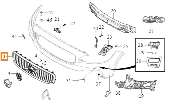 Kjølergrill Volvo Genuine® V90 2022- │ 32368163