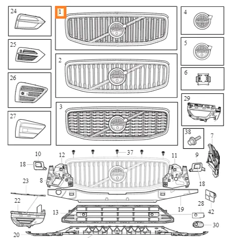 Kjølergrill Volvo Genuine® XC60 2018-2021 │ 31457463