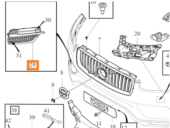 Kjølergrill Volvo Genuine® XC90 2016-2019 │ høyre