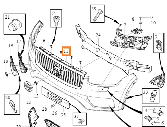 Kjølergrill Volvo Genuine® XC90 (2016-), fra 2020 │ variantkode GR02 – oppgi VIN