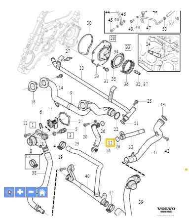 Kjølevæskerør Volvo S60 / S80 / V60 / V70 / XC60 / XC70 / XC90 2002 - 2018 │ Genuine® – bilde 2