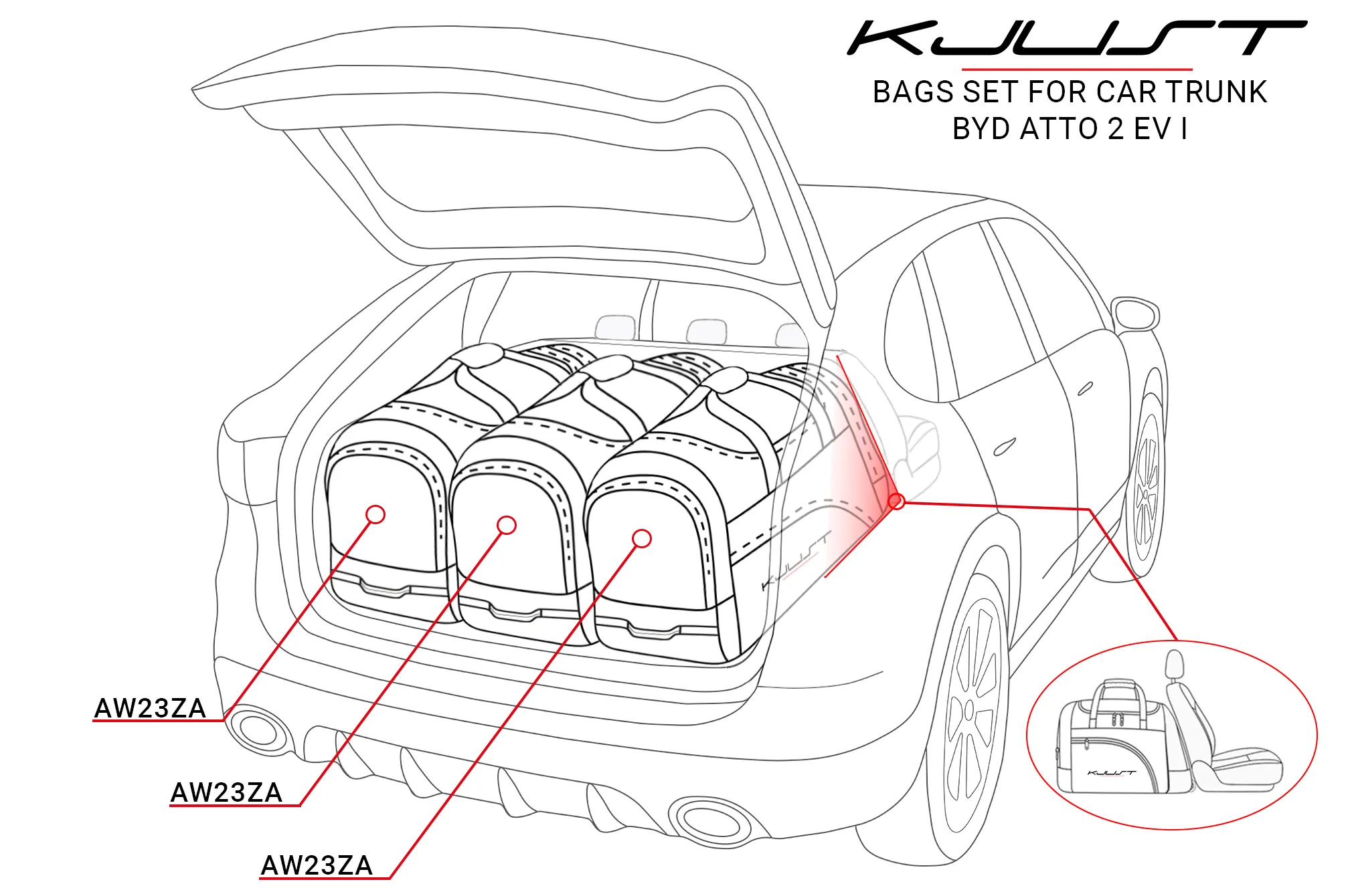 Koffert sett Byd Atto 2 2025 -> │ Car Bags sett 3 stk. – bilde 11