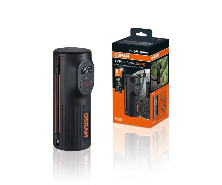 Kompressor dekkpumpe Osram TYREinflate 2000 oppladbar