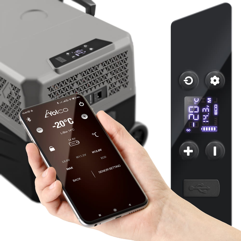Kompressor kjøleboks Yolco BCX30 GREY 28 L │ Kompressorkjøleskap Bluetooth - USB - grå – bilde 10