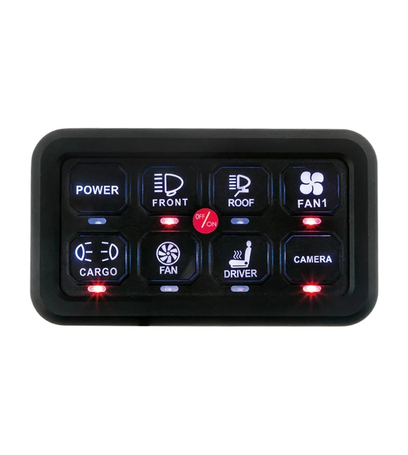 Kontrollboks Optibeam Control Panel 1605 – 4.5" / 11.5 cm – 12–24V – 60A │ Lyskontrollenhet 8-knapps bryterpanel