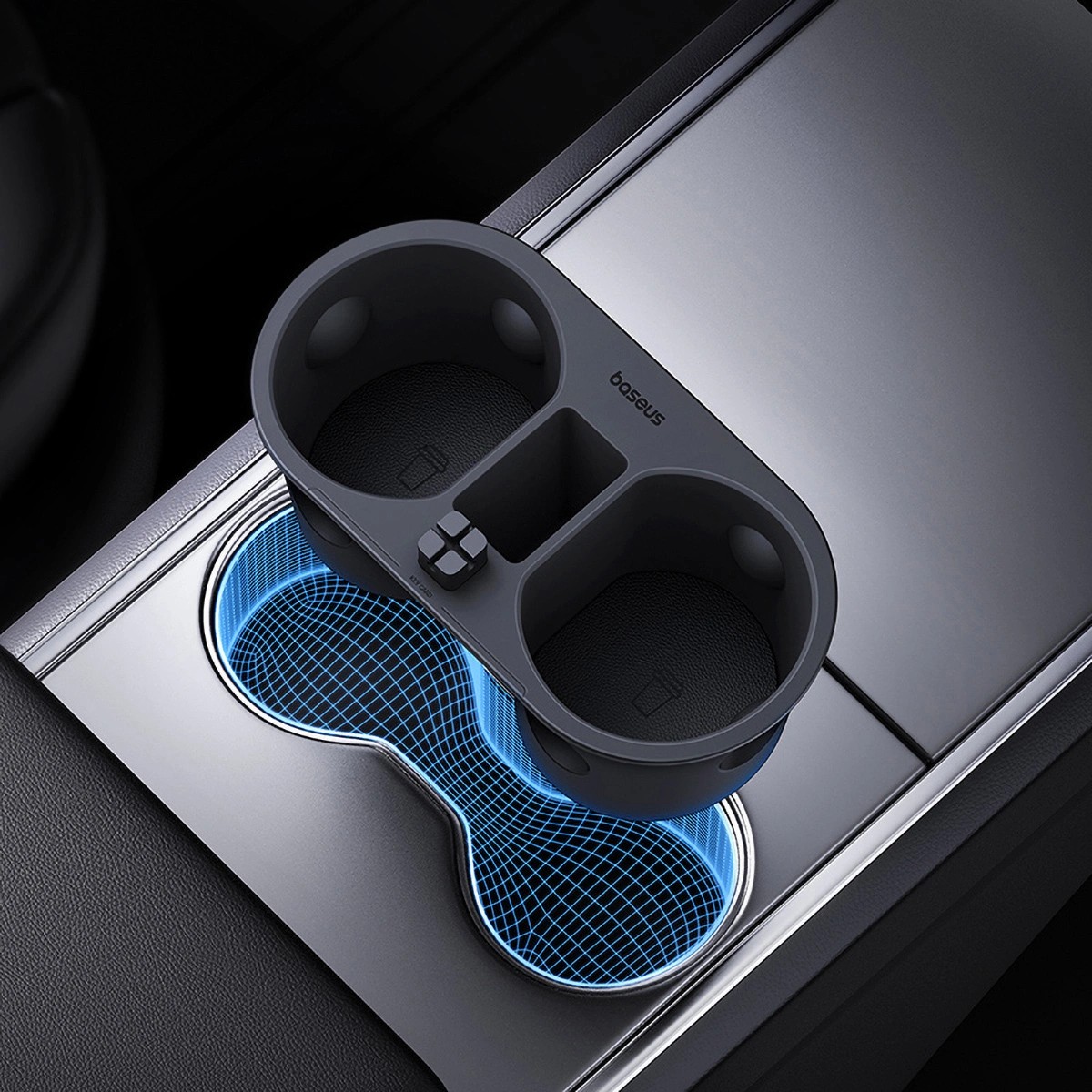 Koppholder innlegg Tesla Model 3 2020 - 2023 / Tesla Model Y 2020 -> │ Grå Baseus T-Space Series Cup Holder for Tesla Twilight Grey Image 10