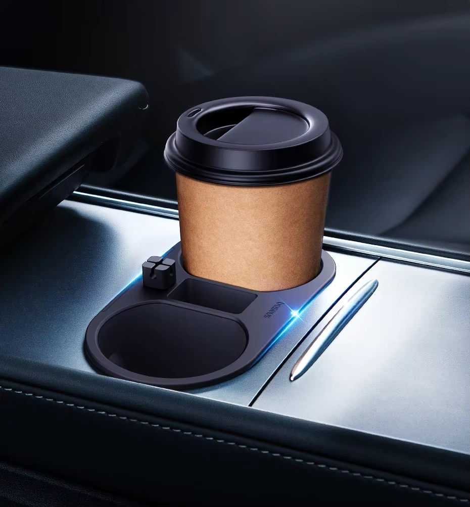 Koppholder innlegg Tesla Model 3 2020 - 2023 / Tesla Model Y 2020 -> │ Grå Baseus T-Space Series Cup Holder for Tesla Twilight Grey Image 11