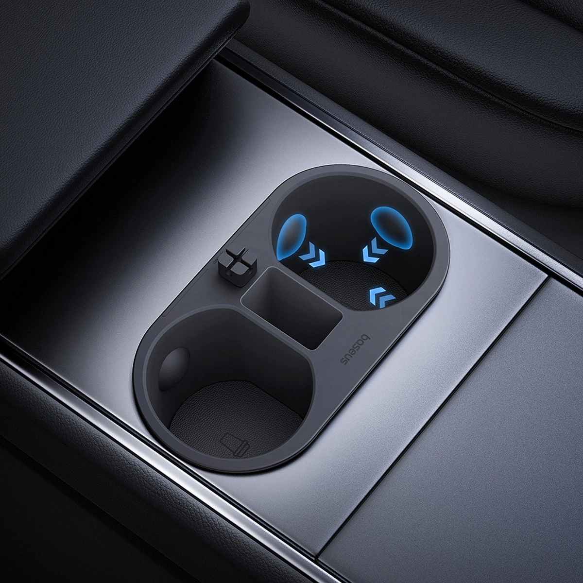 Koppholder innlegg Tesla Model 3 2020 - 2023 / Tesla Model Y 2020 -> │ Grå Baseus T-Space Series Cup Holder for Tesla Twilight Grey Image 9