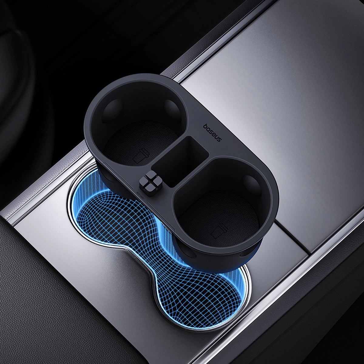 Koppholder innlegg Tesla Model 3 2020 - 2023 / Tesla Model Y 2020 -> │ Svart Baseus T-Space Series Cup Holder for Tesla Twilight Black – bilde 10