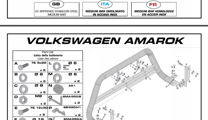 Kufanger VW Amarok I Highline 2009 - 2016 / VW Amarok V6 2016 - 2020 | D - Ø63mm Chrome – bilde 5