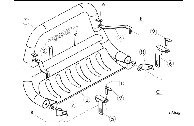Kufanger VW T6 2015 - 2019 │ m/underkjørseksjonsplate – bilde 4