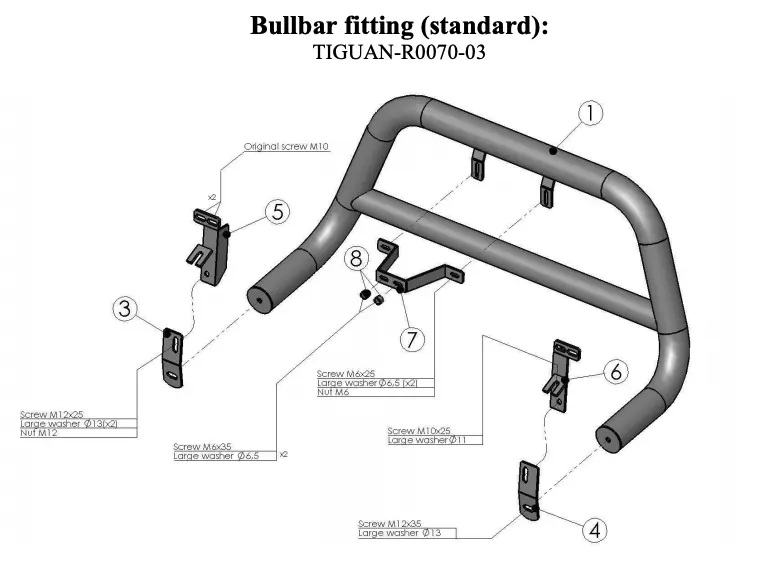 Kufanger VW Tiguan I 2007 - 2016 | D - Ø70mm Chrome - med tverrør – bilde 4