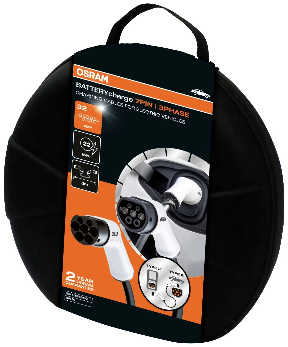 Ladekabel Type 2 til Type 2 Osram BATTERYcharge 7PIN | 3-fas | 32A | 22 kW - 5M – bilde 9
