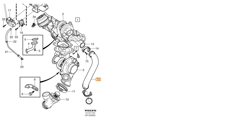 Ladeluftrør Volvo S60 / S60 Cross Country / S80 / V60 / V60 Cross Country / V70 / XC60 / XC70 2006-2018 │ Genuine® – bilde 3