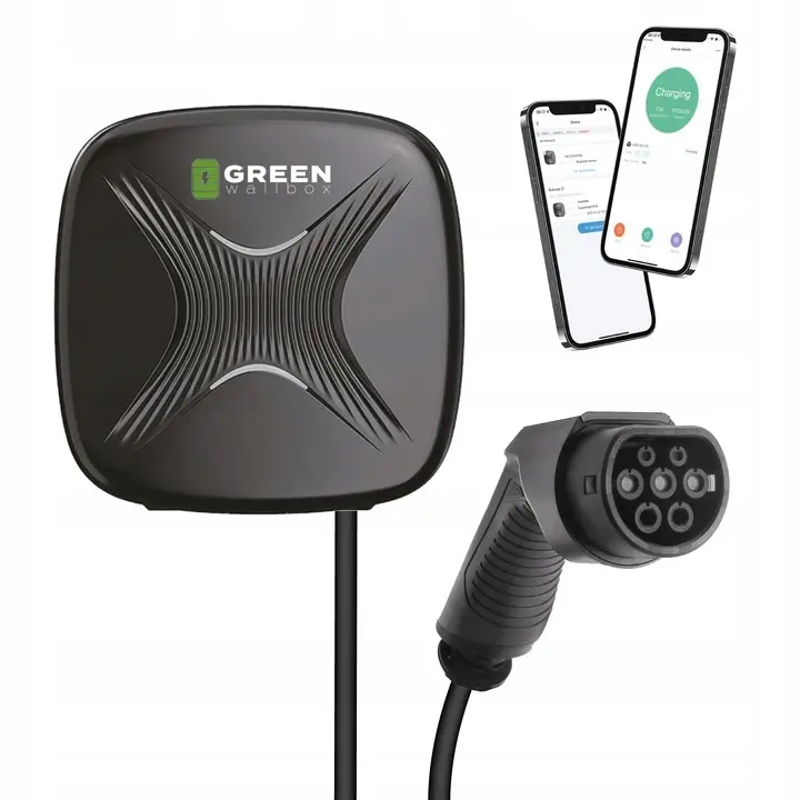 Ladestasjon Green Wallbox Smart 11W | 16A | 3-fas | Type 2 kontakt (m/ ladekabel  | Vegglader+ Smart App) | Vegglader Image 1