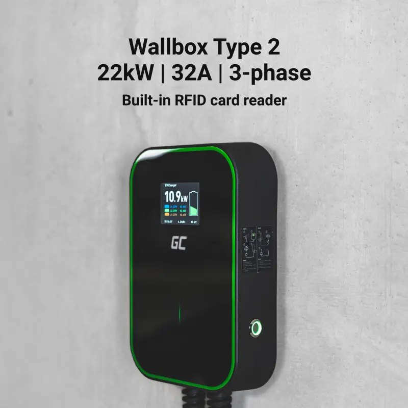 Ladestasjon Wallbox Green Cell 22kW | 32A | 3-fas | Type 2 kontakt | Vegglader Image 5