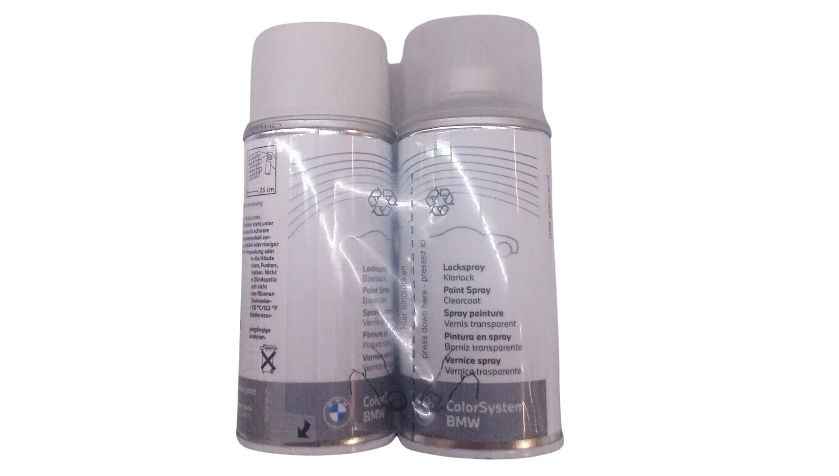 Lakkspray sett + klarlakk BMW Alpinweiss uni. 300 │ Lakk kode 300 Alpine White Universal - 2x 150ml Image 1