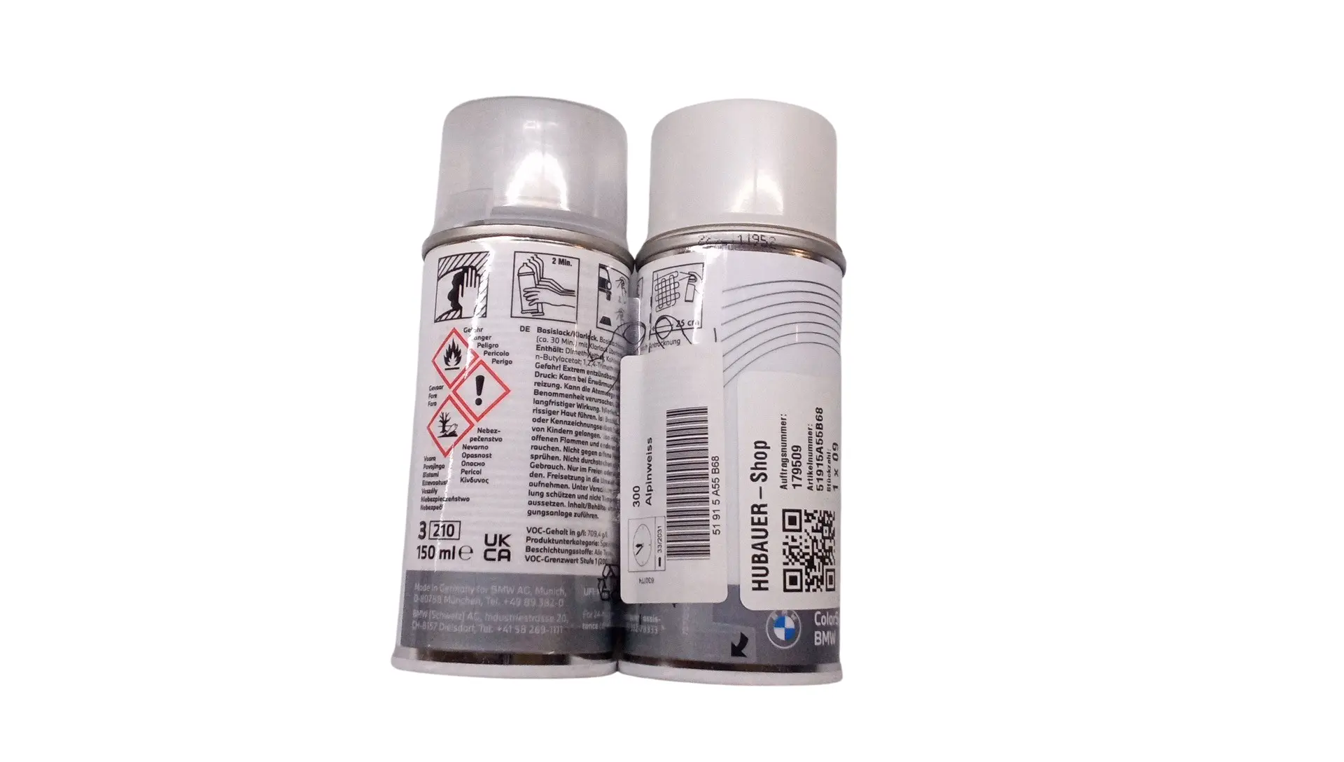 Lakkspray sett + klarlakk BMW Alpinweiss uni. 300 │ Lakk kode 300 Alpine White Universal - 2x 150ml Image 2