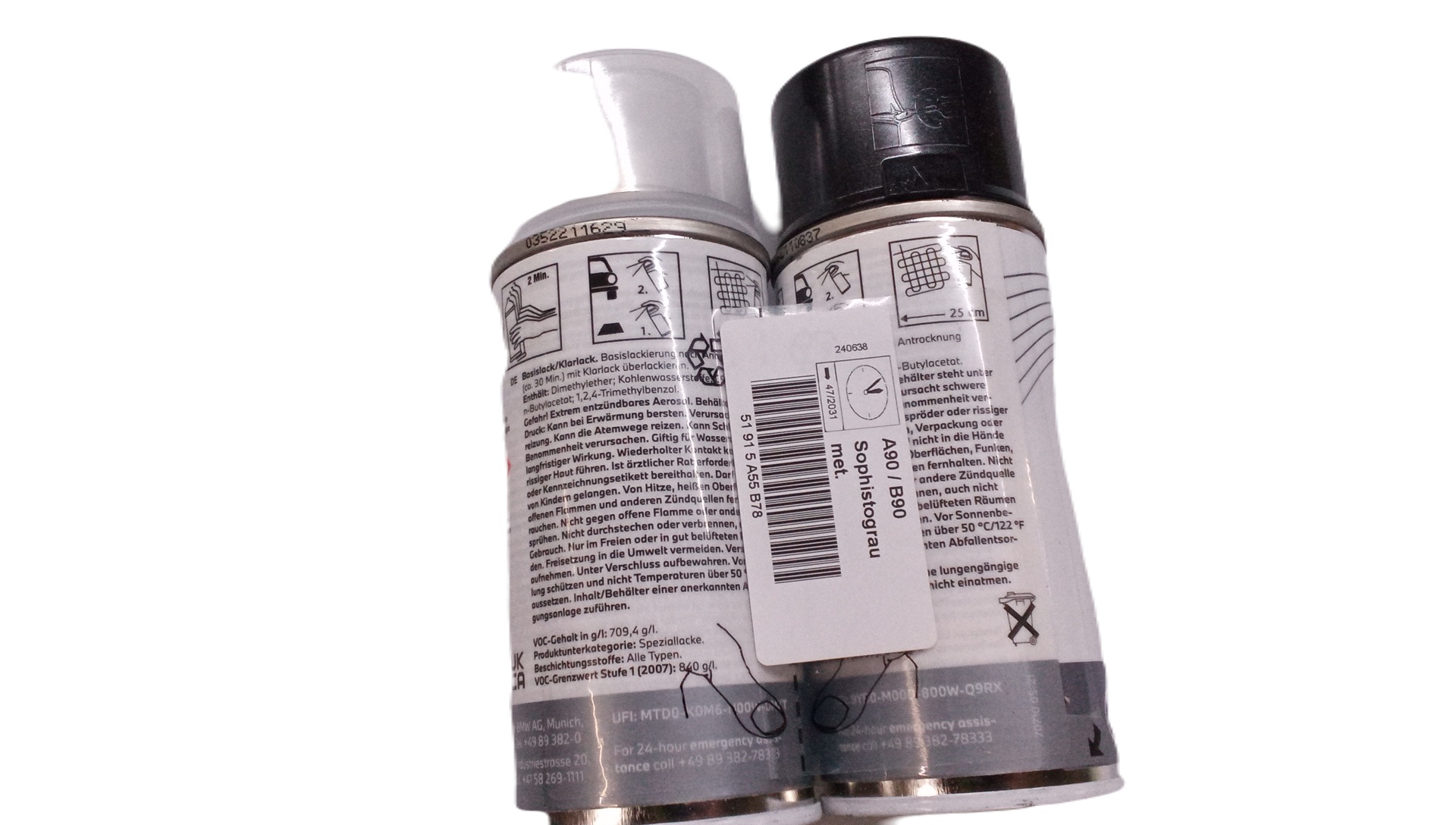 Lakkspray sett + klarlakk BMW Sophistograu met. A90/B90 │ Lakk kode A90/B90 Sophisto Grey Metallic - 2x 150ml Image 1