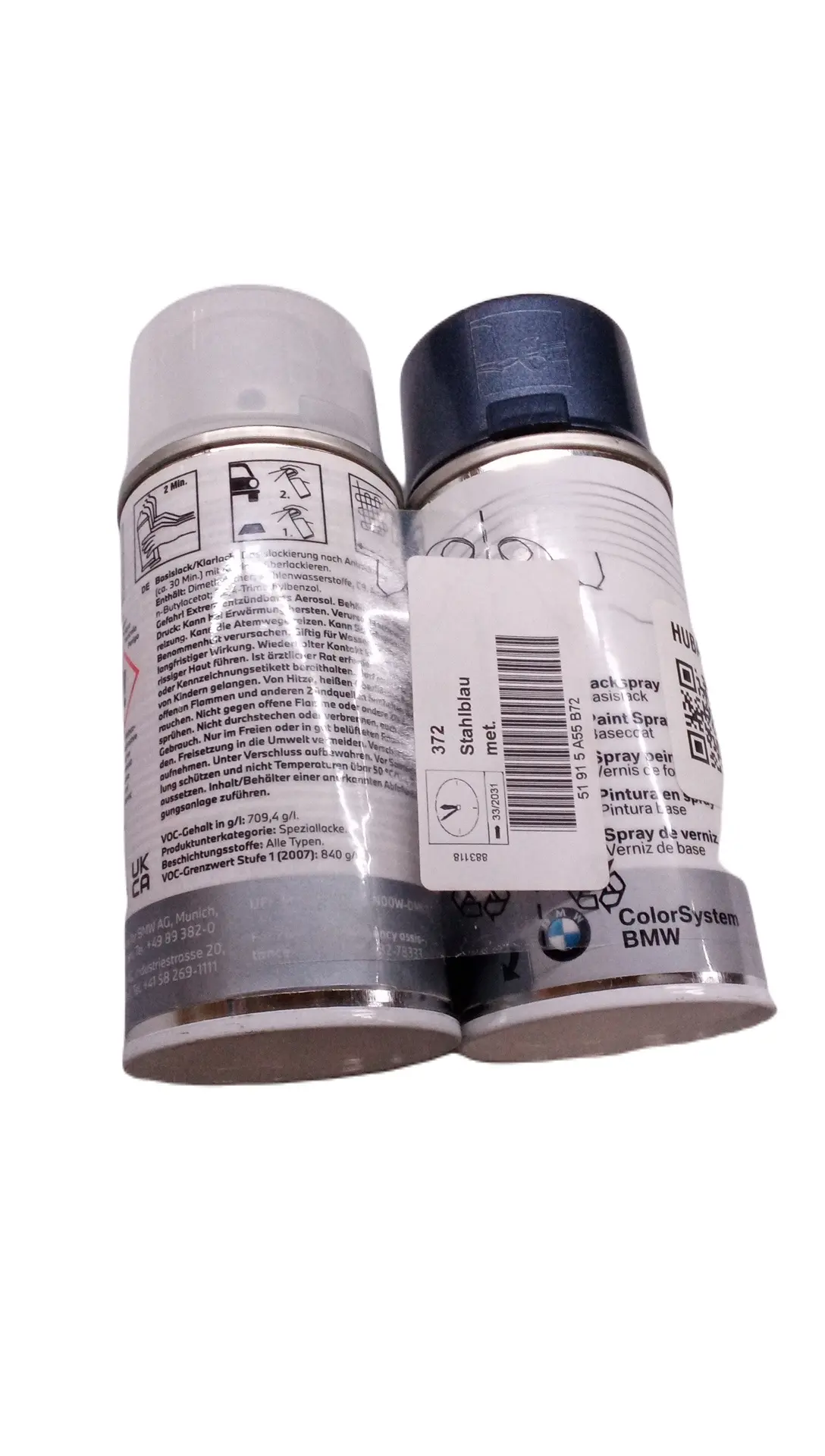 Lakkspray sett + klarlakk BMW Stahlblau met. 372 │ Lakk kode 372 Steel Blue Metallic - 2x 150ml Image 1