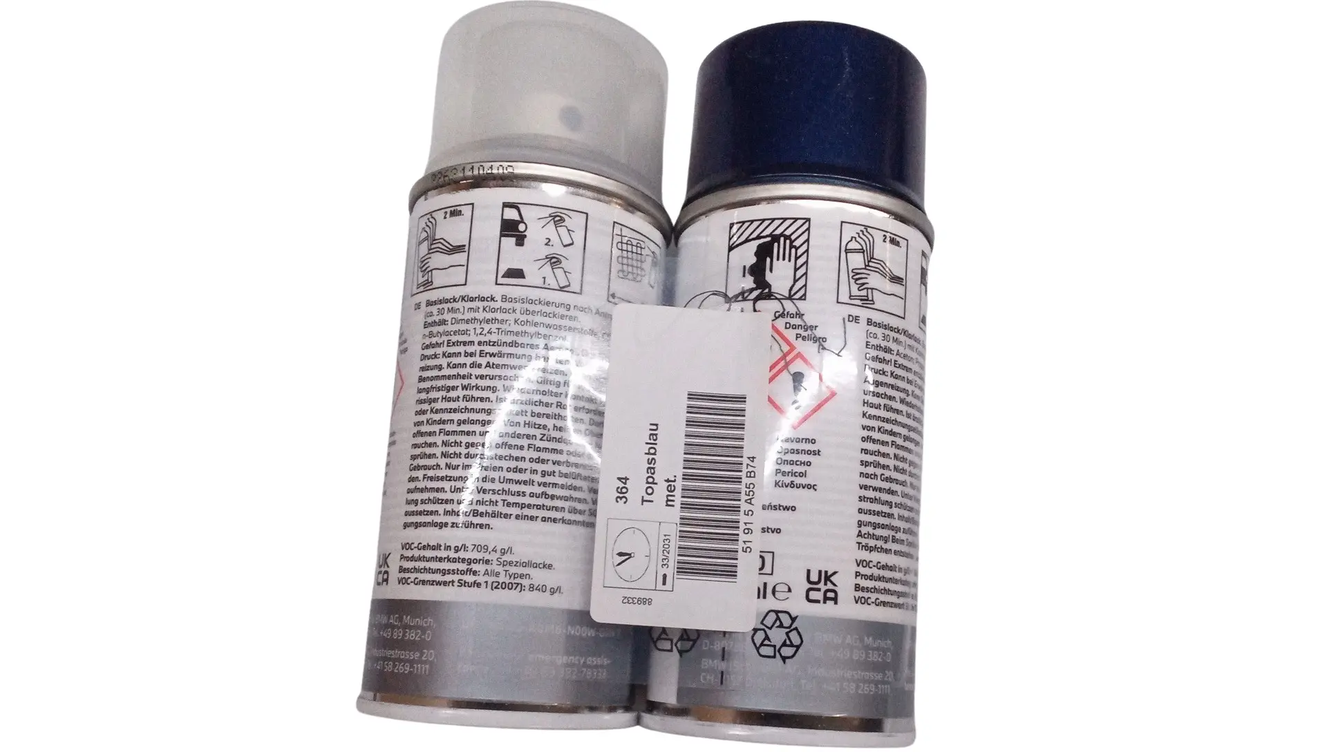 Lakkspray sett + klarlakk BMW Topasblau met. 364 │ Lakk kode 364 Topaz Blue Metallic - 2x 150ml Image 1