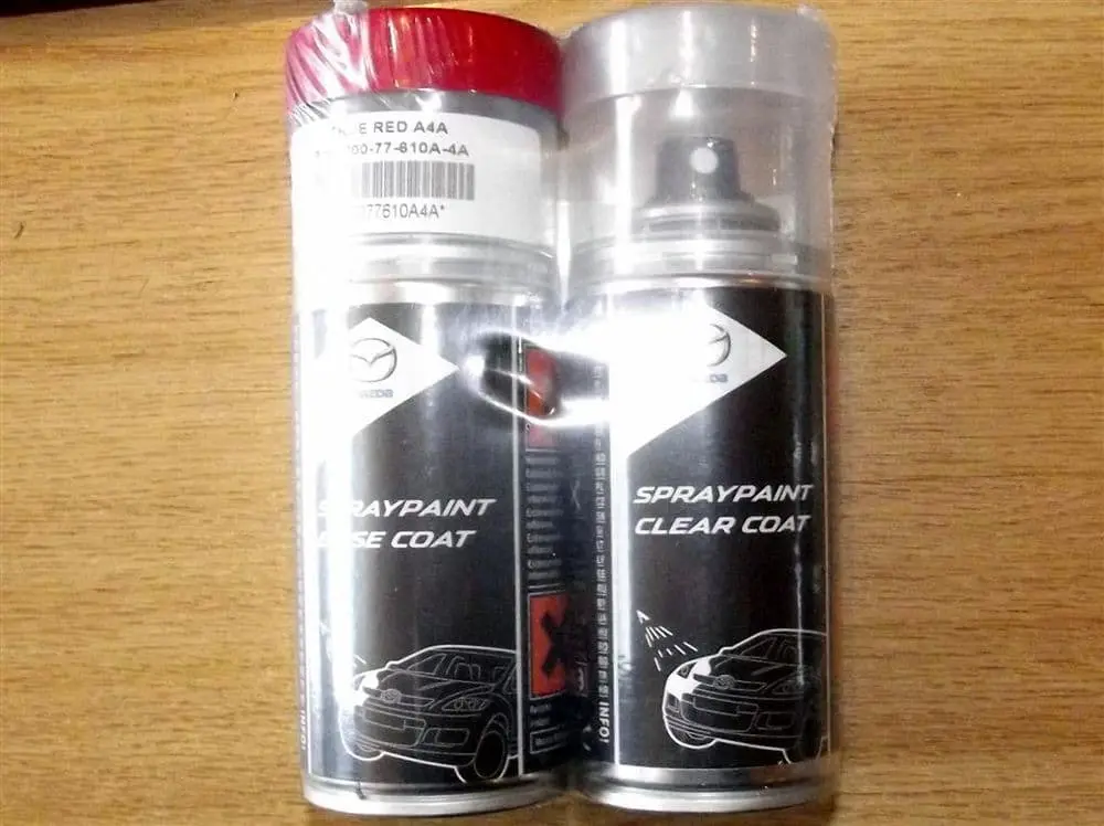 Lakkspray sett + klarlakk Mazda True Red │ Lakk kode A4A True Red – bilde 2