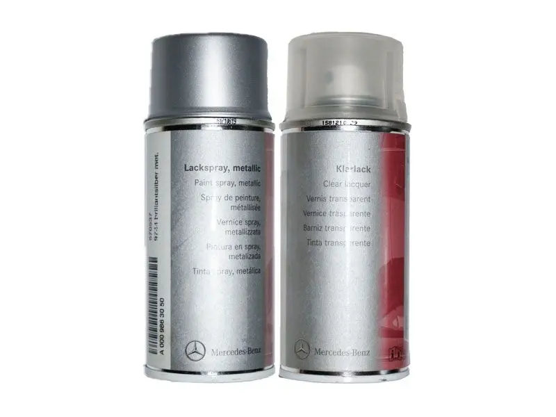 Lakkspray sett + klarlakk Mercedes-Benz Cubanitsilber │ Lakk kode 723 / 9723 Argent Cubanite - 2x 150ml Image 1