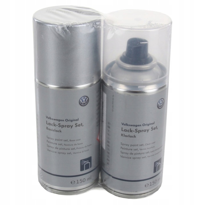 Lakkspray sett + klarlakk Seat / VW Reflexsilber Metallic A7W │ Lakk kode A7W Reflex Silver Metallic - 2x 150ml Image 1