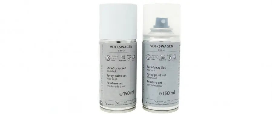 Lakkspray sett + klarlakk Skoda Stahlgrau F7A│ Lakk kode F7A Steel Grey - 2x 150ml