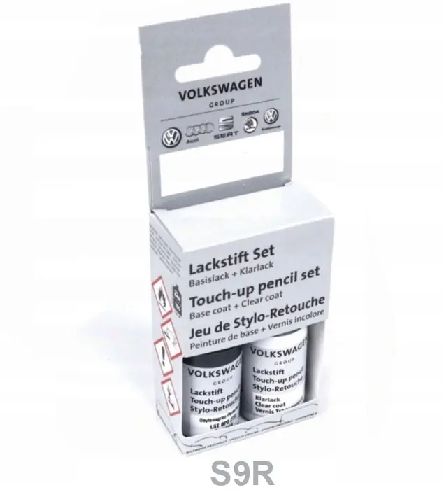 Lakkstift kit 2-komponent Audi / VW Touch Up Glacier White Metallic │ Lakk kode S9R Gletscherweiss Metallic Image 1
