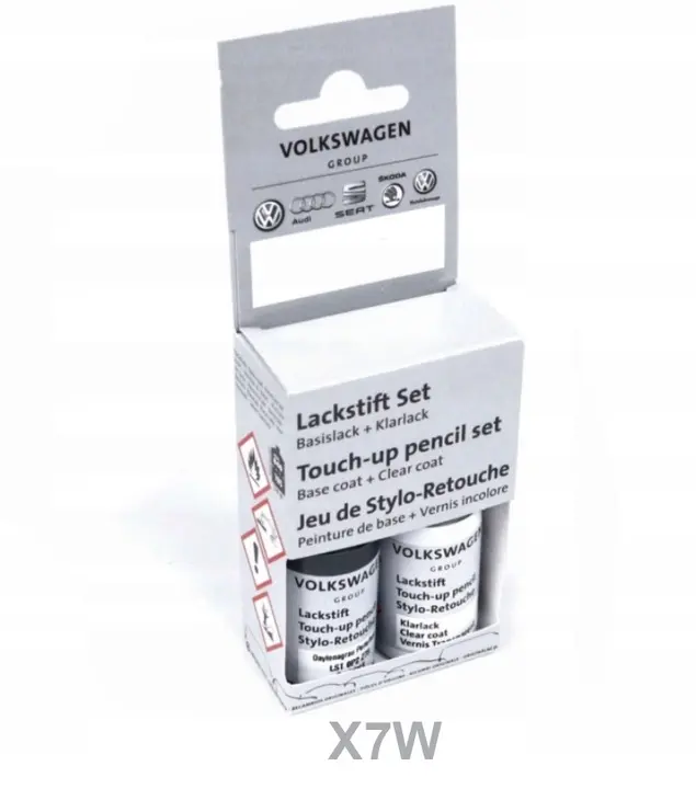 Lakkstift kit 2-komponent Audi / VW Touch Up Ice Silver Metallic │ Lakk kode X7W Eissilber Metallic Image 1
