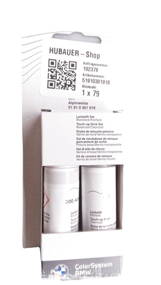 Lakkstift kit 2-komponent BMW Touch Up Alpinweiss 3  │ Lakk kode 300 Alpine White Image 3