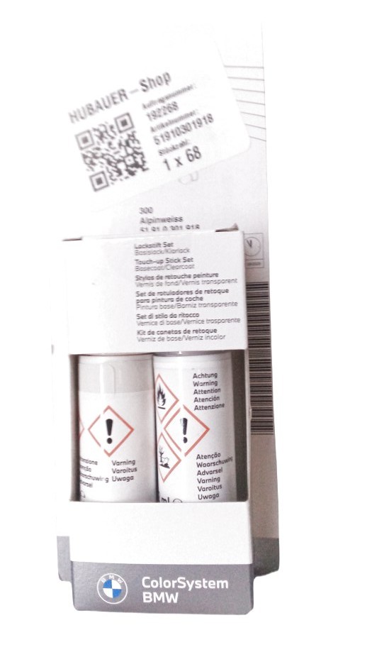 Lakkstift kit 2-komponent BMW Touch Up Alpinweiss 3  │ Lakk kode 300 Alpine White Image 4