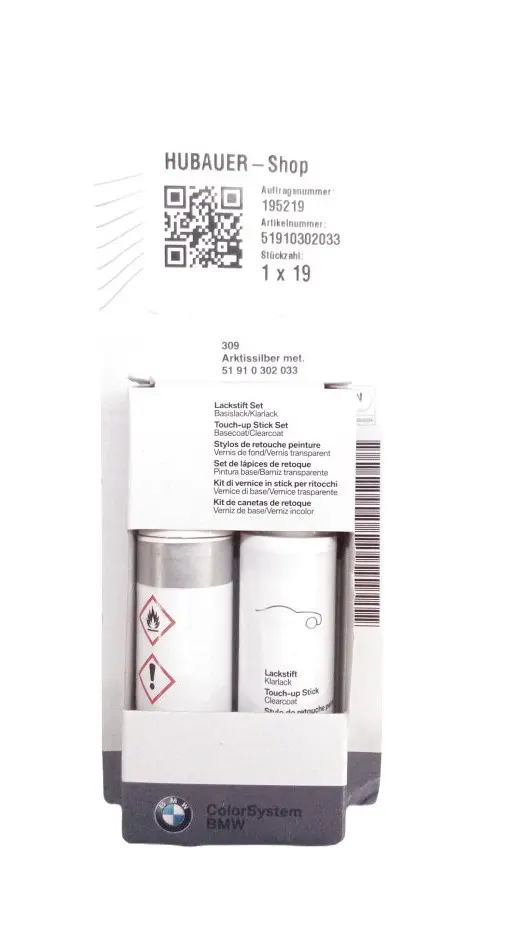 Lakkstift kit 2-komponent BMW Touch Up Arktissilber Met. │ Lakk kode 309 Arctic Silver Met. – bilde 3