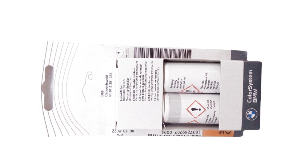 Lakkstift kit 2-komponent BMW Touch Up Capparisweiss │ Lakk kode B88 Capparis White Image 3