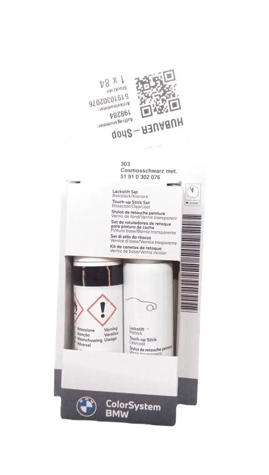Lakkstift kit 2-komponent BMW Touch Up Cosmosschwarz Met.│ Lakk kode 303 Cosmic Black Met. – bilde 3