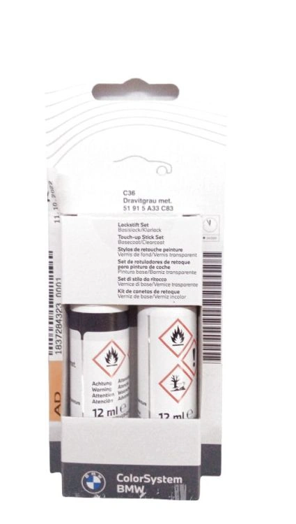 Lakkstift kit 2-komponent BMW Touch Up Dravit Grey Metallic │ Lakk kode C36 – bilde 2