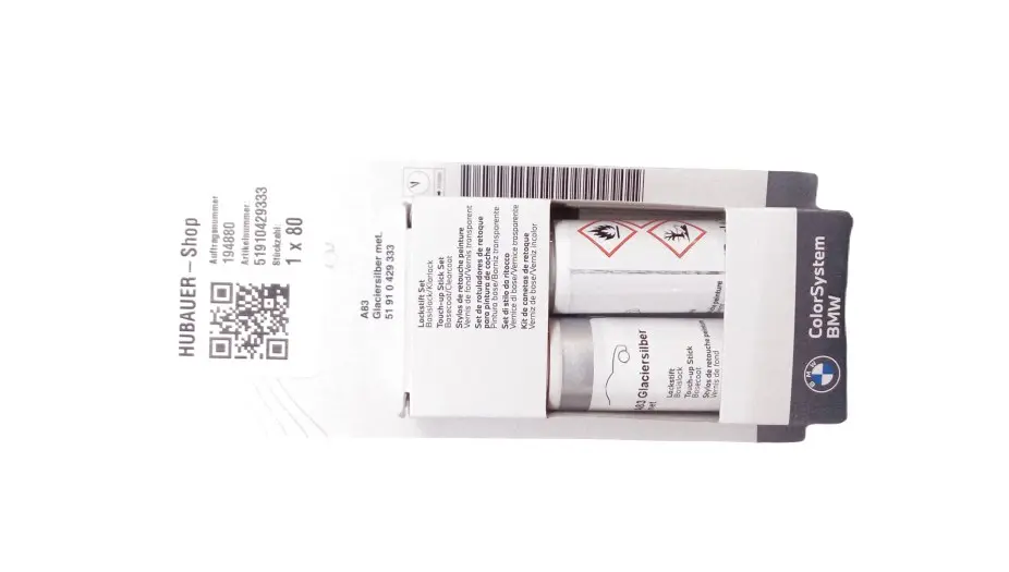 Lakkstift kit 2-komponent BMW Touch Up Glaciersilber Met.│ Lakk kode A83 Glacier Silver Met. – bilde 3