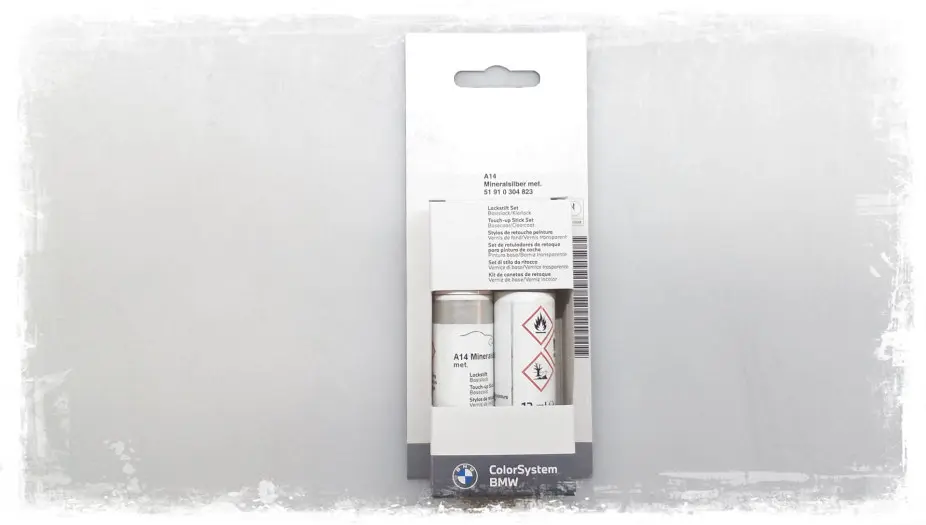 Lakkstift kit 2-komponent BMW Touch Up Mineralsilber Met. │ Lakk kode A14 Mineral Silver Met.