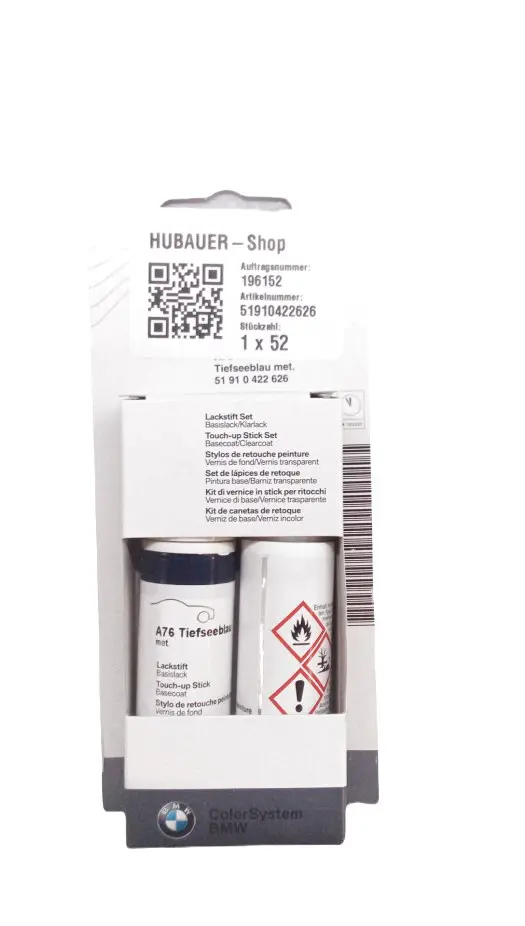 Lakkstift kit 2-komponent BMW Touch Up Tiefseeblau Met.│ Lakk kode A76 Deep Sea Blue Met. Image 3