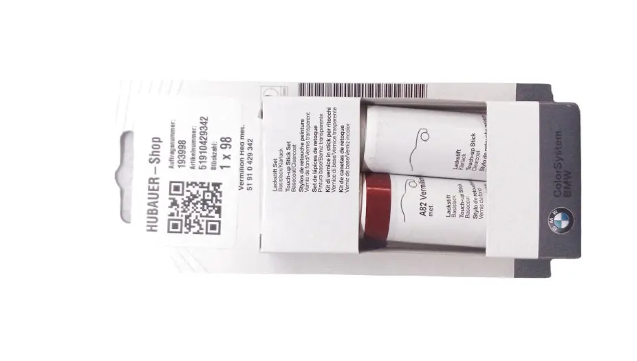 Lakkstift kit 2-komponent BMW Touch Up Vermilion Red Met.│ Lakk kode A82 Vermillion Red Met. – bilde 3