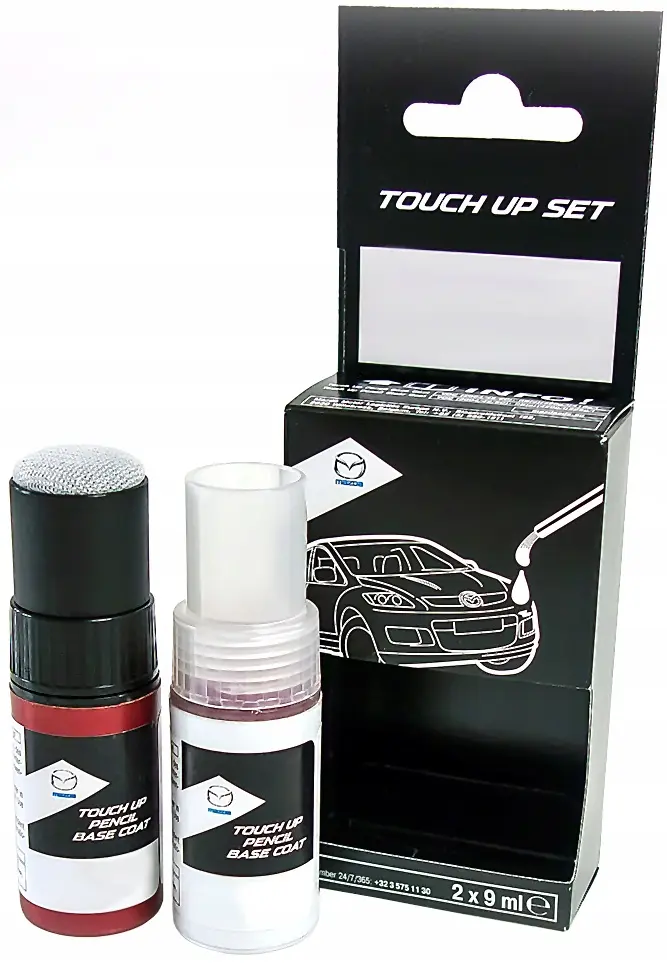 Lakkstift kit 2-komponent Mazda Touch Up Jet Black Mica │ Lakk kode 41W Jet Black Mica