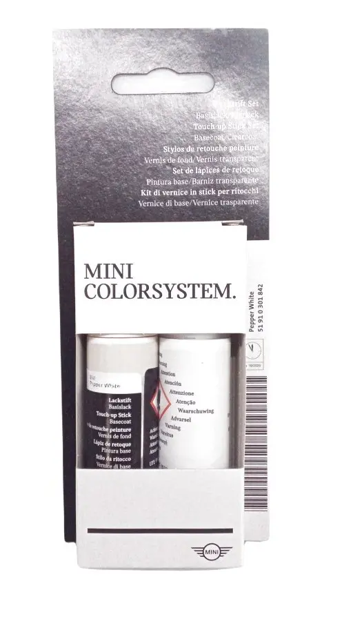 Lakkstift kit 2-komponent MINI Touch Up Pepper White │ Lakk kode 850 Pepper White – bilde 3