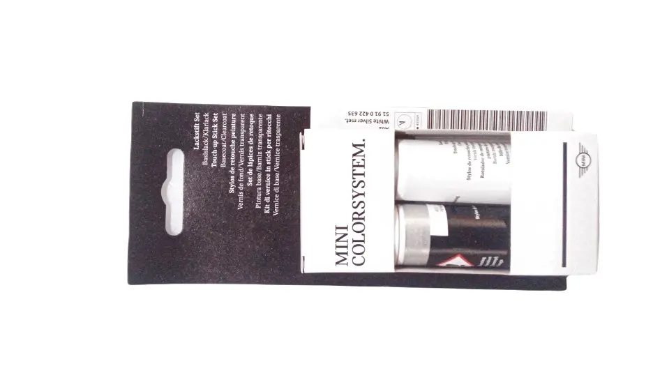 Lakkstift kit 2-komponent MINI Touch Up White Silver Met.│ Lakk kode A62 White Silver Met. – bilde 3