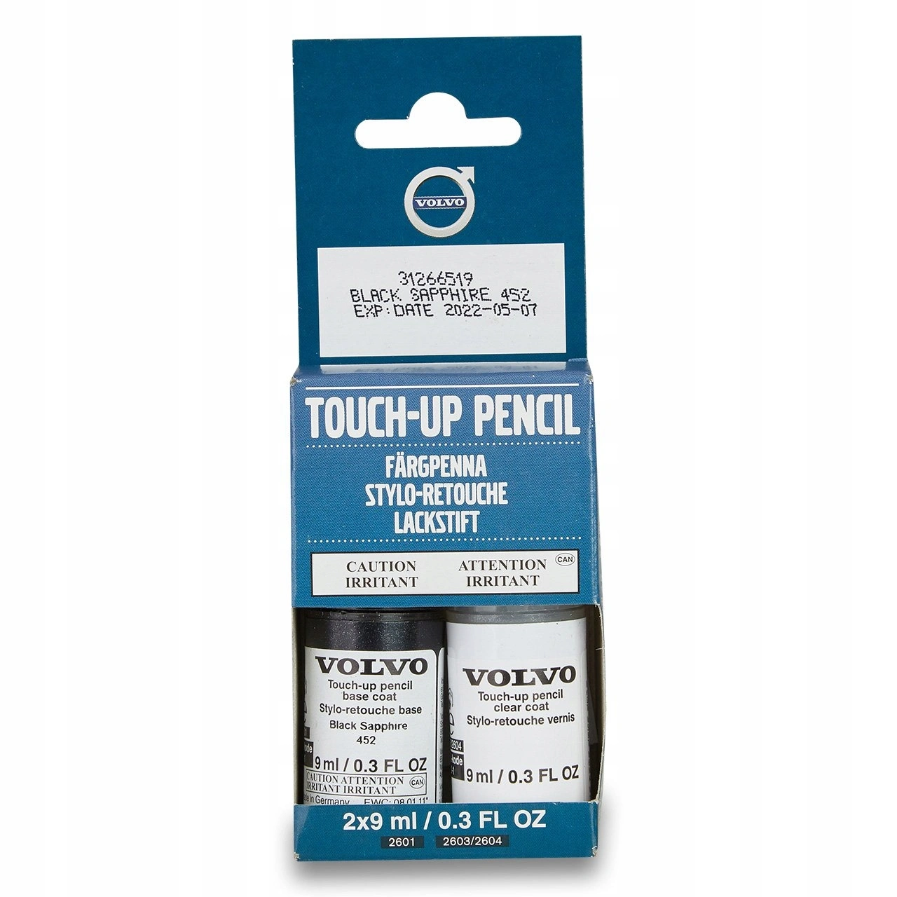 Lakkstift Kit 2-Komponent Volvo  Black Sapphire 452 I Lakk kode 452 Black Image 1
